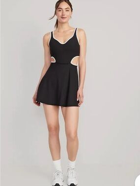 Old Navy PowerSoft Fit & Flare Shelf-Bra Support Cutout-Waist Dress-Size Medium